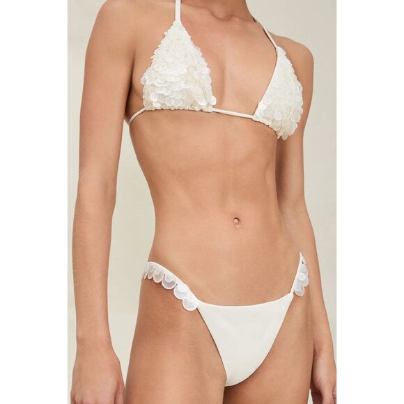 DEVON WINDSOR Cici Bikini Bottoms in Ivory Shell Medium New Womens Swimsuit - Picture 1 of 14
